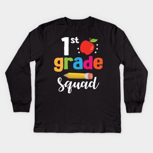 1st Grade Squad Student Senior Teacher Happy Back To School Kids Long Sleeve T-Shirt